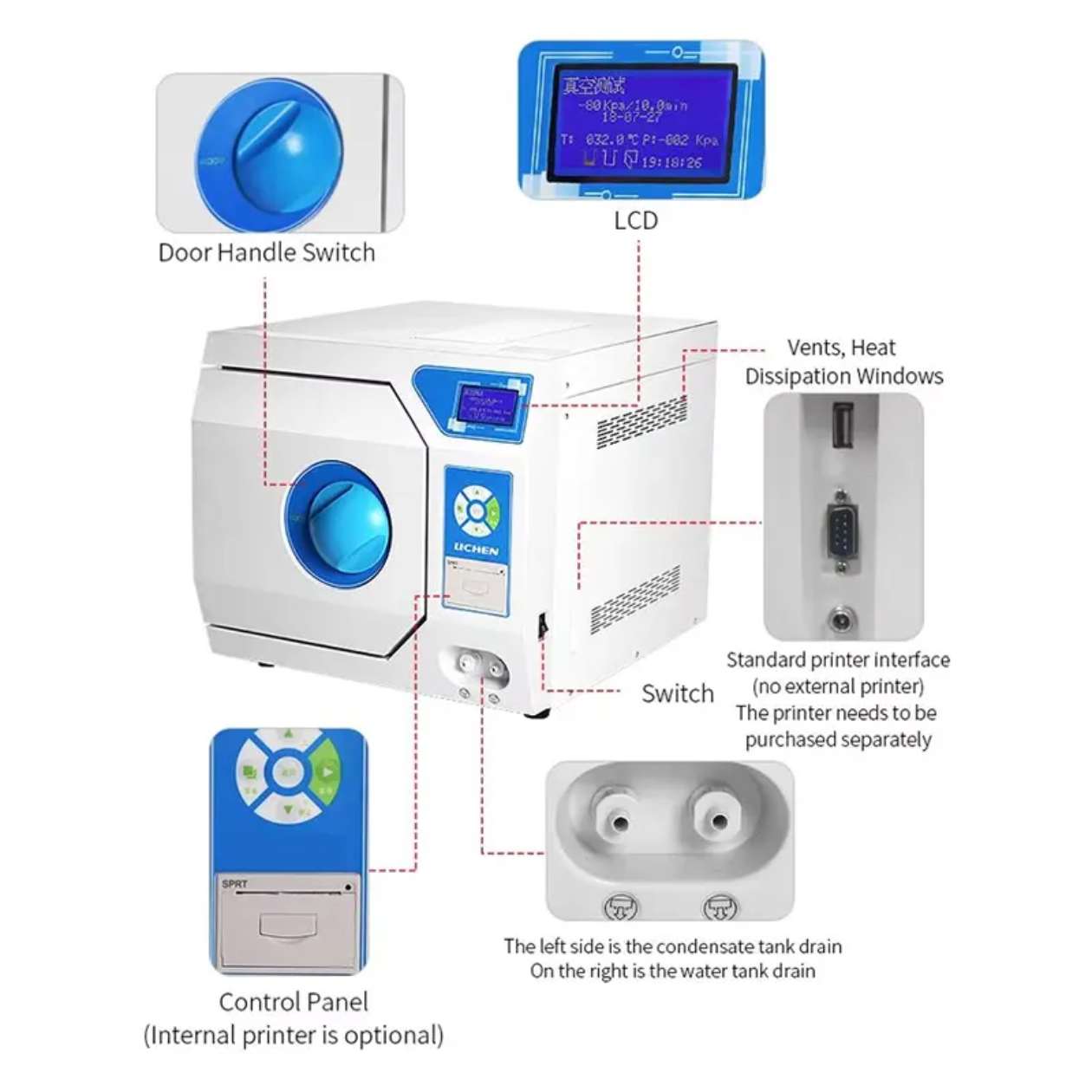 Desktop Pulsed Vacuum Autoclave Steam Sterilizer | Dental Instrument Sterilization Machine - 图片 7