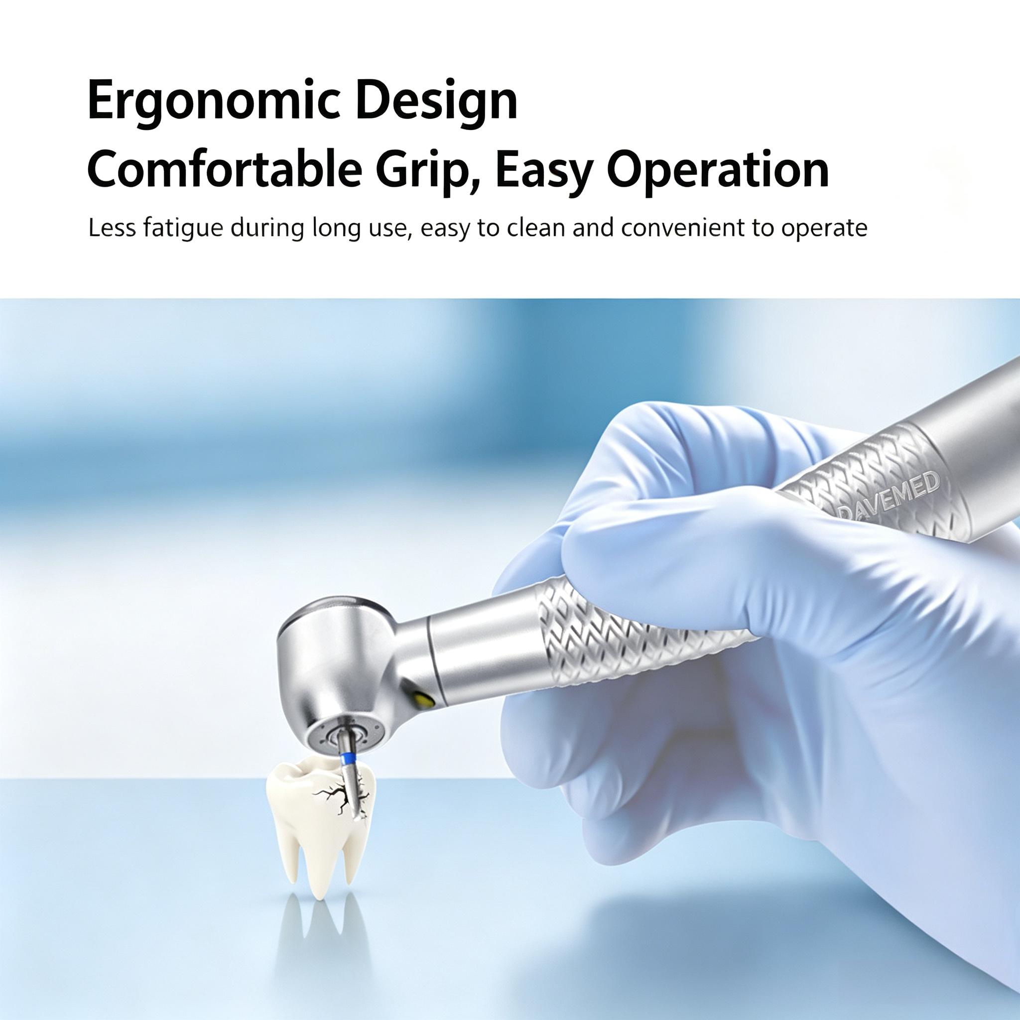 Dental Non-Declining Light High Speed Handpiece with Integrated Head, 4-Hole Multi Spray Push Button Turbine Handpiece - 图片 7