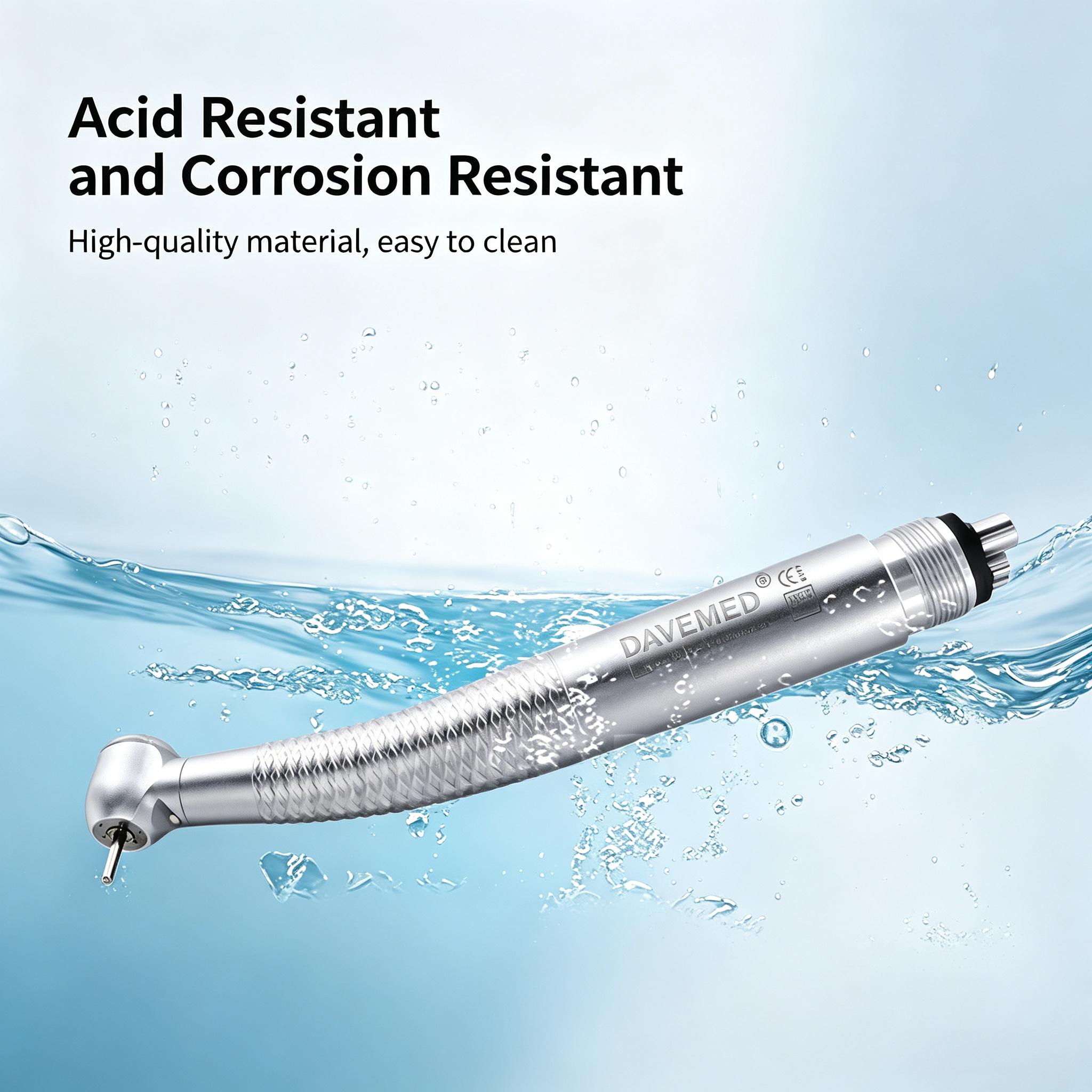 Dental Non-Declining Light High Speed Handpiece with Integrated Head, 4-Hole Multi Spray Push Button Turbine Handpiece - 图片 8